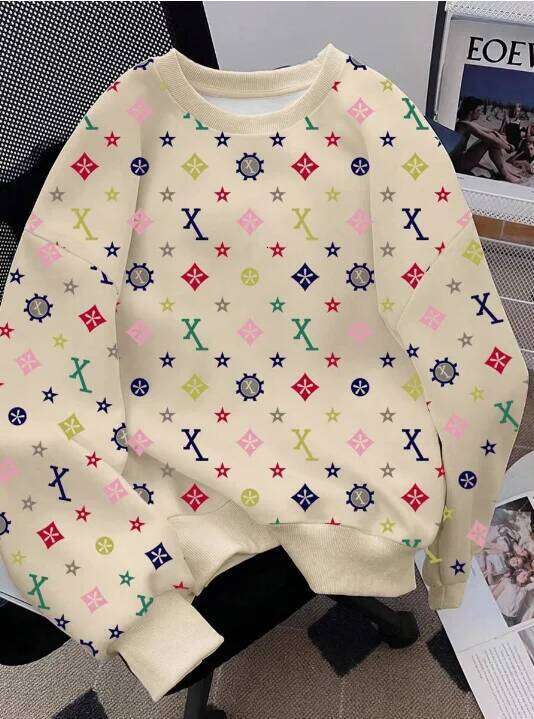 Fashion 2026 Hot Selling Cross-Border Fashion Trendy Niche Brand Full Print Long Sleeve Men's T-Shirt Loose And Comfortable Top Designer