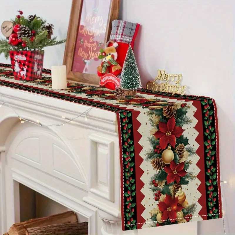 1pcs Christmas Indian Minority style golden decoration table Runner winter decoration table and home decoration celebration H251211