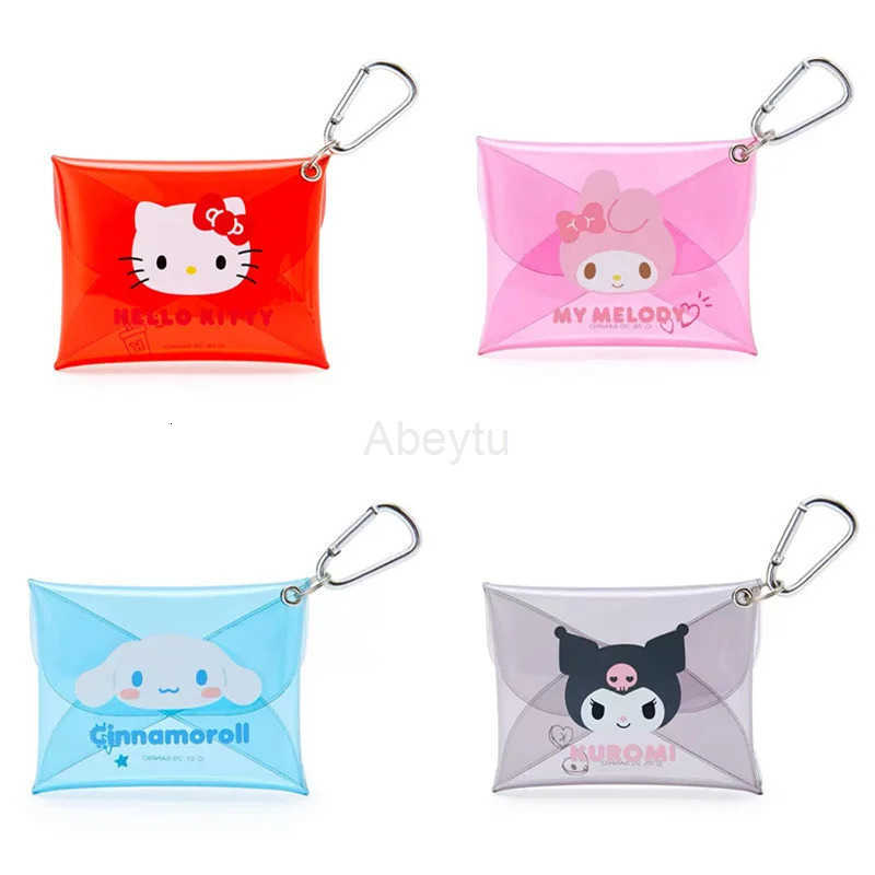 Sanrio Hello Kitty Kuromi PVC Wallet Transparent Card Holder Cute Storage Bag with Buckle Gift for Girls Kawaii Christmas Gift H251211