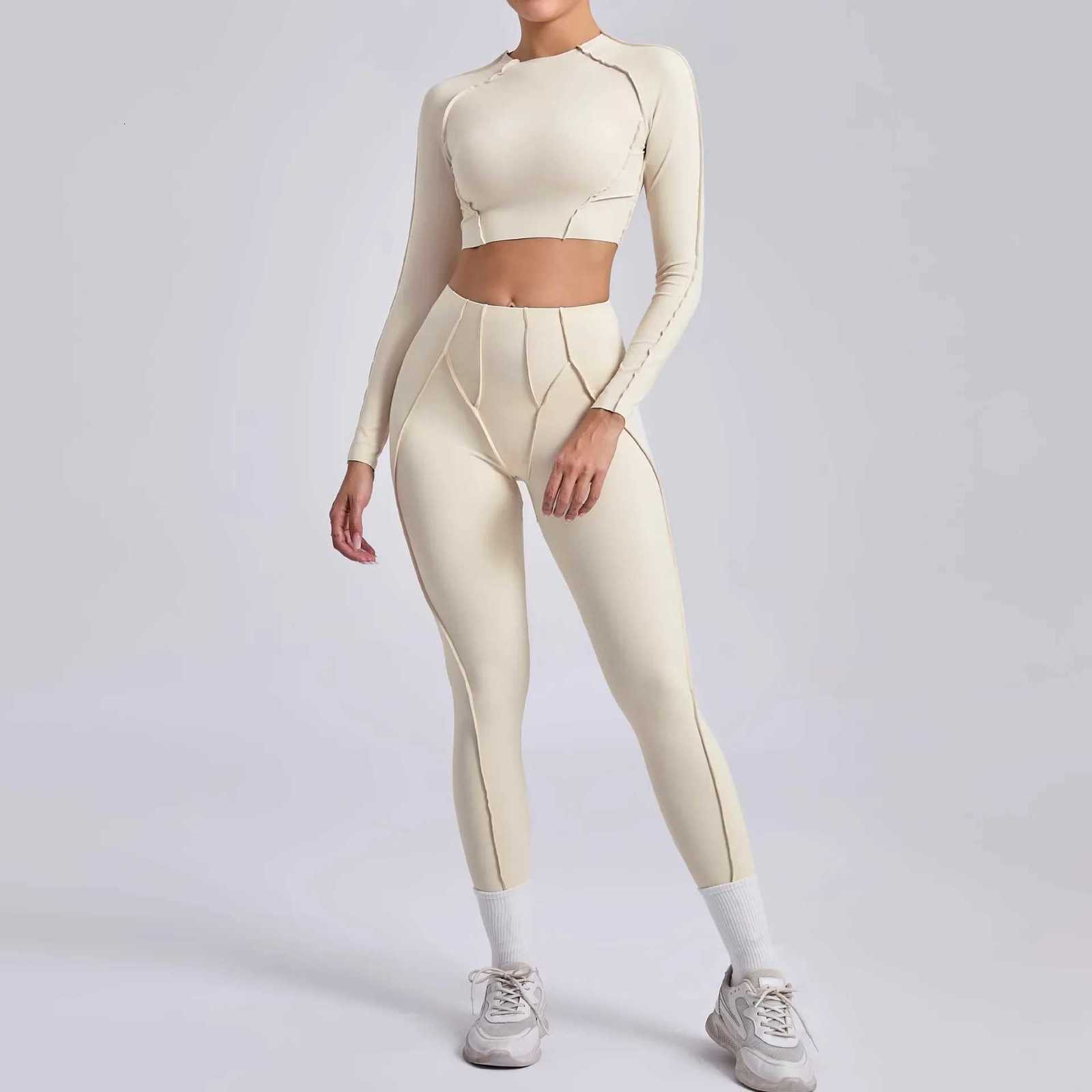 Seamless Yoga Sets Sports Fitness Hip-lifting High Waist Skinny Long-sleeved Suit Running Workout Gym Leggings Sets for WomenT251211