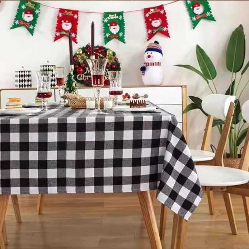 Christmas Checkered Square Tablecloth Kitchen Wedding Party Holiday Dining Table Decoration Tablecloth H251211