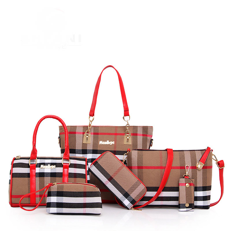 New Design High Quality 6-Piece Set Crossbody bag Shoulder Bag Fashionable print Design Versatile Handbag Red Blue Black Free Shipping Hot Sale