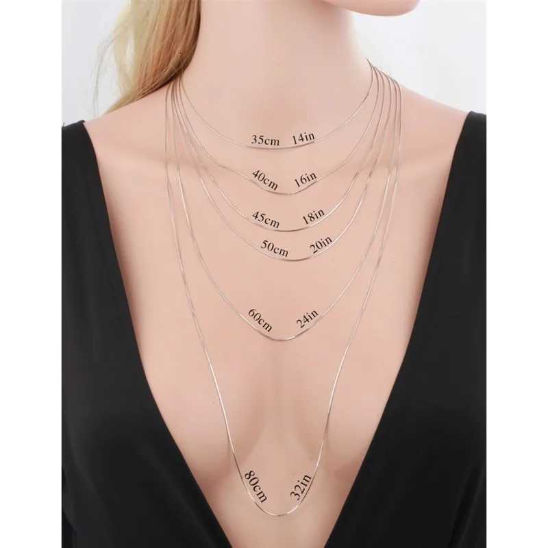 35-80cm 075mm 1mm Thin Real 925 Sterling Silver Rhodium Plated Octagon Snake Chain Choker Necklace Women Girls Jewelry Gift M251211