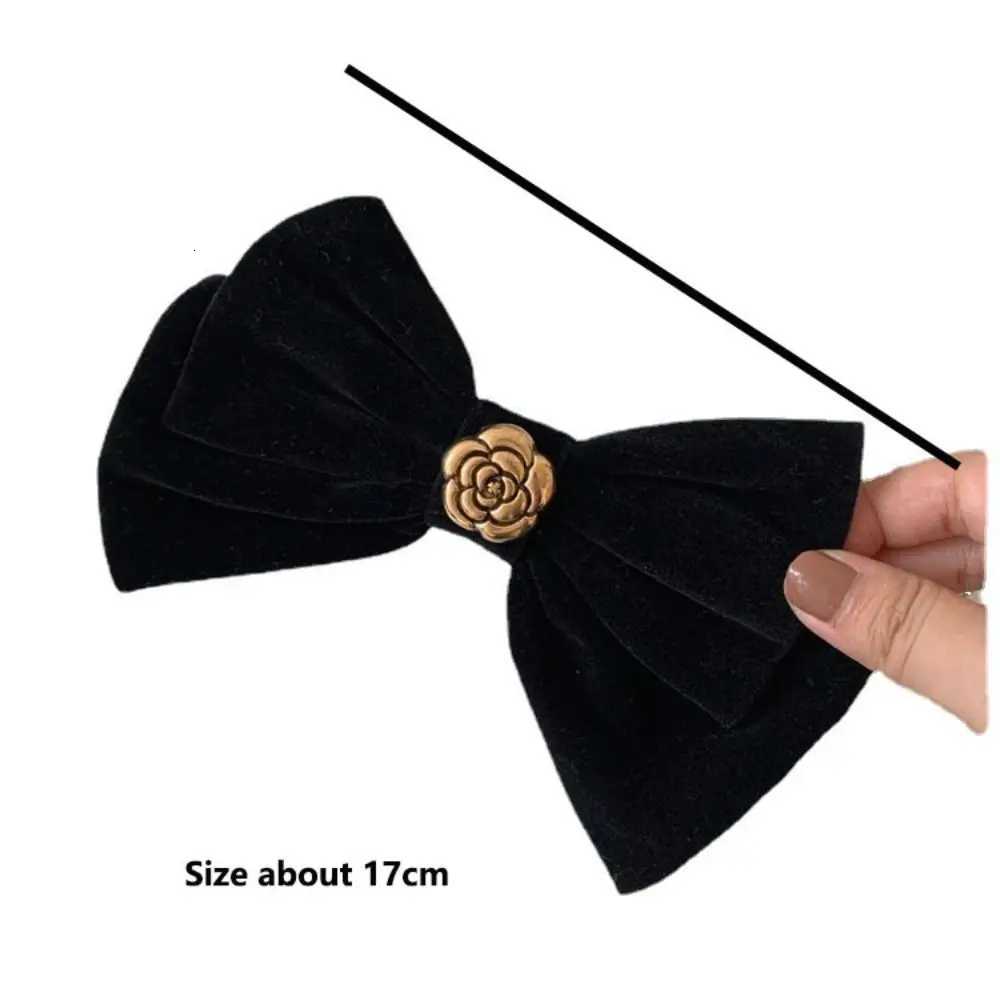 French Black Veet Bow Hair Clip lia French Veet Ribbon Hairpin Retro Barrette dr Wen Girl Hair Accories New Y251210