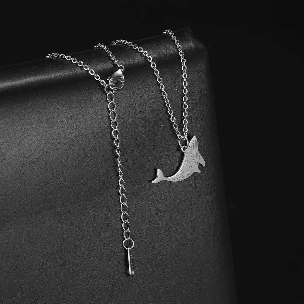 Amaxer Ocean Whale Pendant Necklace Stainless Steel Necklace For Women Engagement Silver Color Jewelry Friend Gift M251211