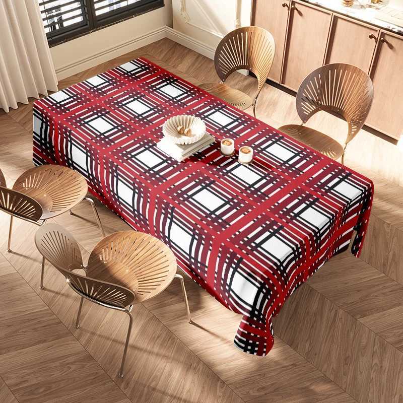 Rustic Plaid Tablecloth Modern Decor Red White Black Checkered Durable 100 Cotton Waterproof Washable for Dining Room Use H251211