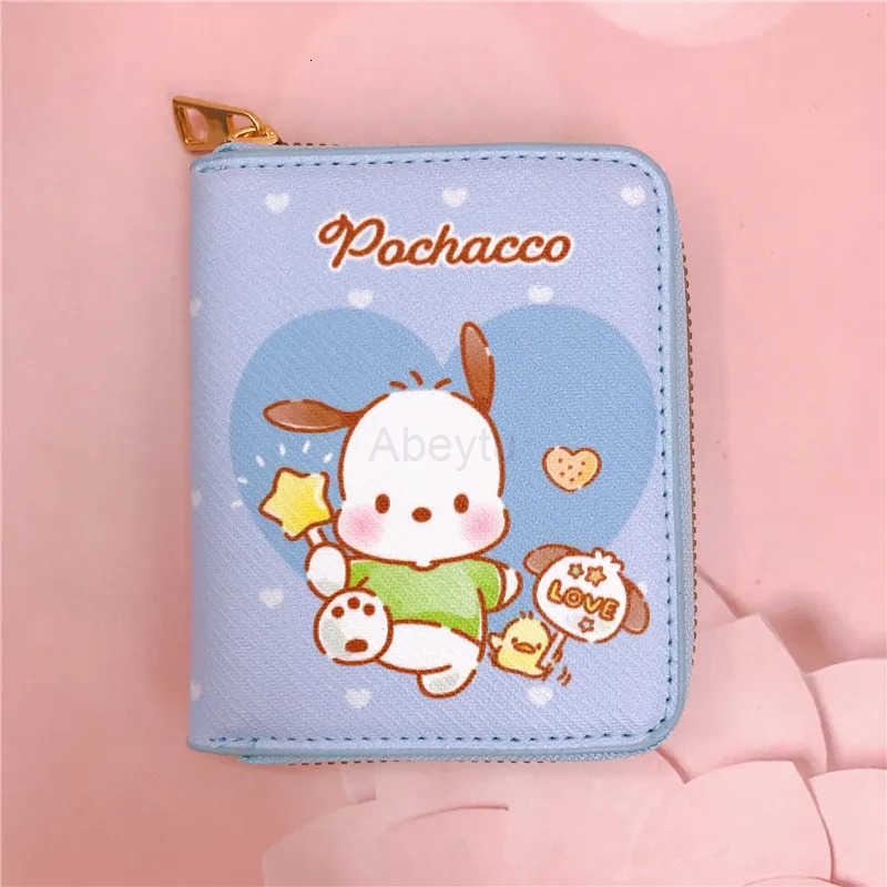Sanrio Cartoon Hello Kitty Kuromi Compact Wallet - Stylish Zippered Coin Purse with Key Card Holder Durable Faux Leather H251211