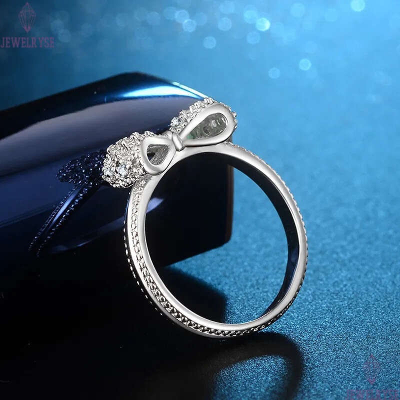 Lovely Bowknot Desiger Band Rings for Women Girls Love Cute Shining Crystal Diamond Bow Ring Jewelry