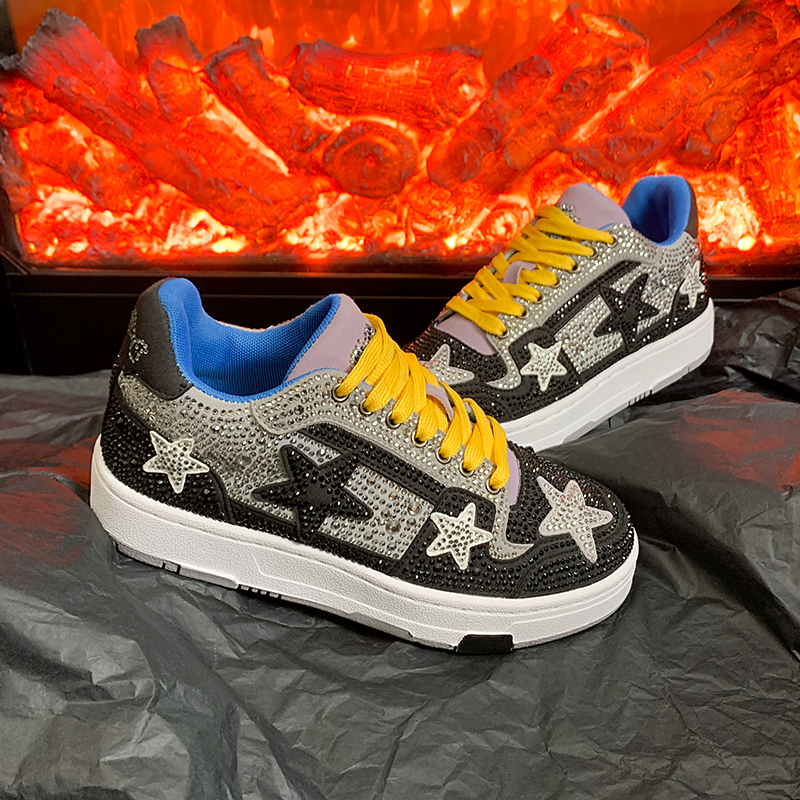 Autumn Gradient Color Water Diamond Women's Shoes Fashion Luxury Platform Sneakers Designer Casual Flat Shoes Outdoor anti-skid Women's Fash