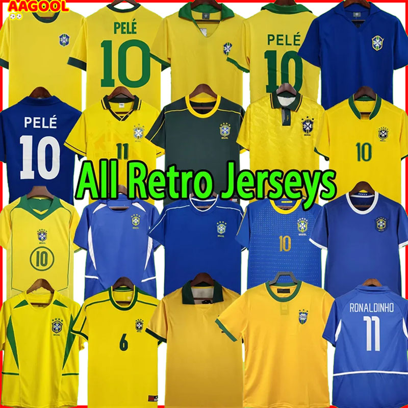 Brazil Retro Soccer Jersey brasil Football Shirt kit 1982 1994 1998 2002 2006 2010 2014 1957 classic Vintage Ronaldo Carlos Romario Ronaldinho RIVALDO ADRIANO Kids