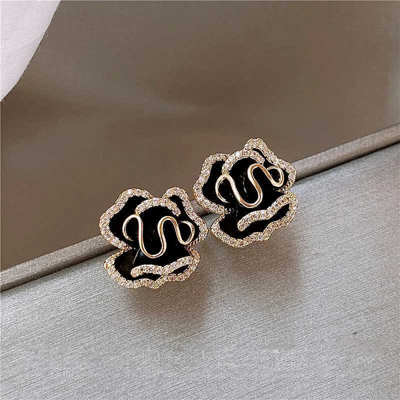 2025 New Luxury Micro Set Zircon Black lia wer Earrings for Wens Korean Fashion Jewelry Party Exquisite Accories Y251210