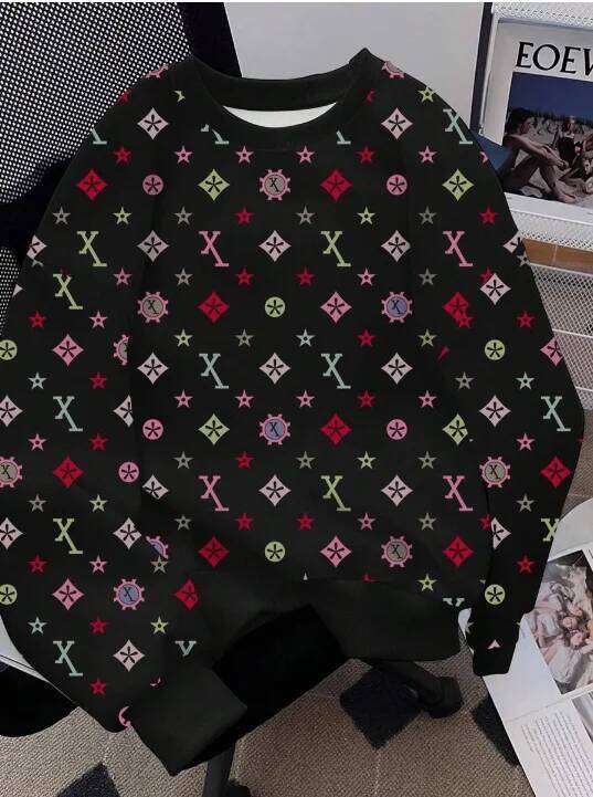 Fashion 2026 Hot Selling Cross-Border Fashion Trendy Niche Brand Full Print Long Sleeve Men's T-Shirt Loose And Comfortable Top Designer