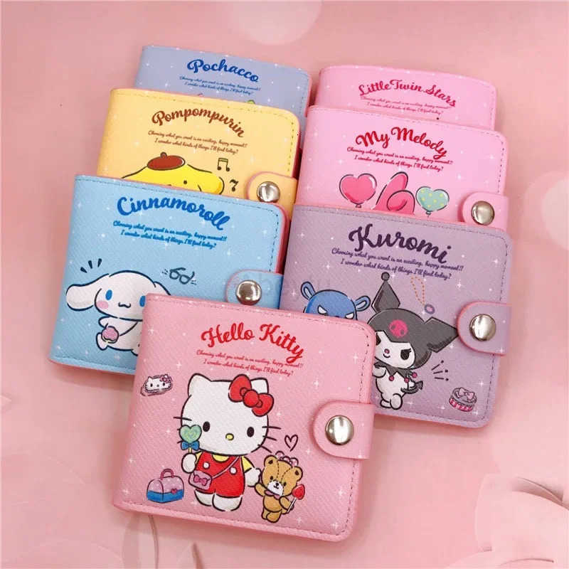 Sanrio Hello Kitty Cinnamoroll My Melody Kuromi New Pu Casual Money Bag Coin Purse Card package Wallet With Buttons H251211