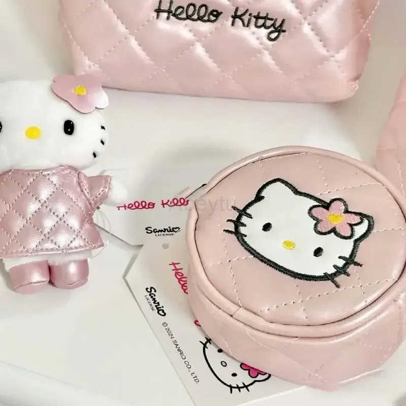 Sanrio Hello Kitty Coin Purse 50Th Anniversary Series Compact Card Holder with Zipper Waterproof Fabric Cute Mini Wallet Cute Girl Gift H251211