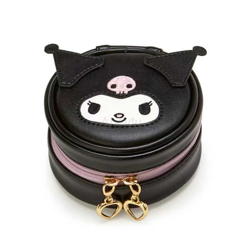 Sanrio Kawaii Cute Cinnamoroll Kuromi Melody Pompompurin Hello Kitty Round Mini Storage Jewelry Box Earphone Coin Purse Gift H251211