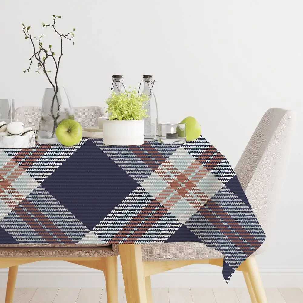 Tartan Print Portable Rectangle Tablecloth - Water-Resistant For Camping Picnics Gatherings H251211