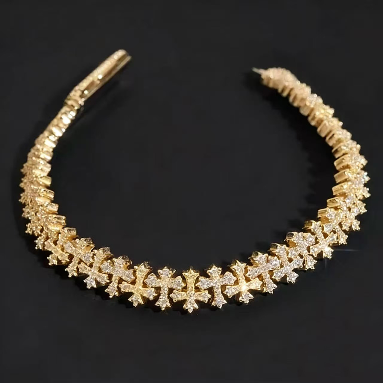 Moissanite 8mm 925 Silver Cross Chain VVS Moissanite Cuban Chain Rap Hip Hop Diamond Necklace Mens and Womens Rock Jewelry Z