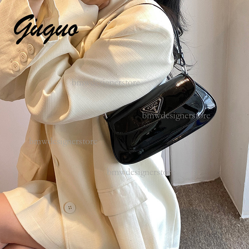 Guguo Designer Luxury Solid Color Glossy Shoulder Bag Exquisite Fashion Women's Mini Handbag Versatile Temperament High-end Trendy Crossbody Bag 