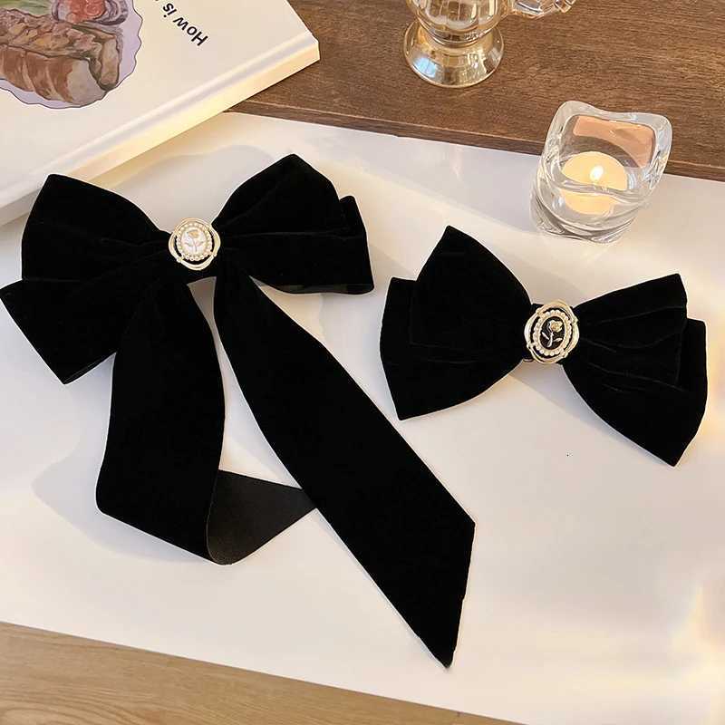 Rose Black Veet Bow Hair Clip for Wen Retro Elegant Ponytail Clip Fashion hairpin Hair Accory Y251210