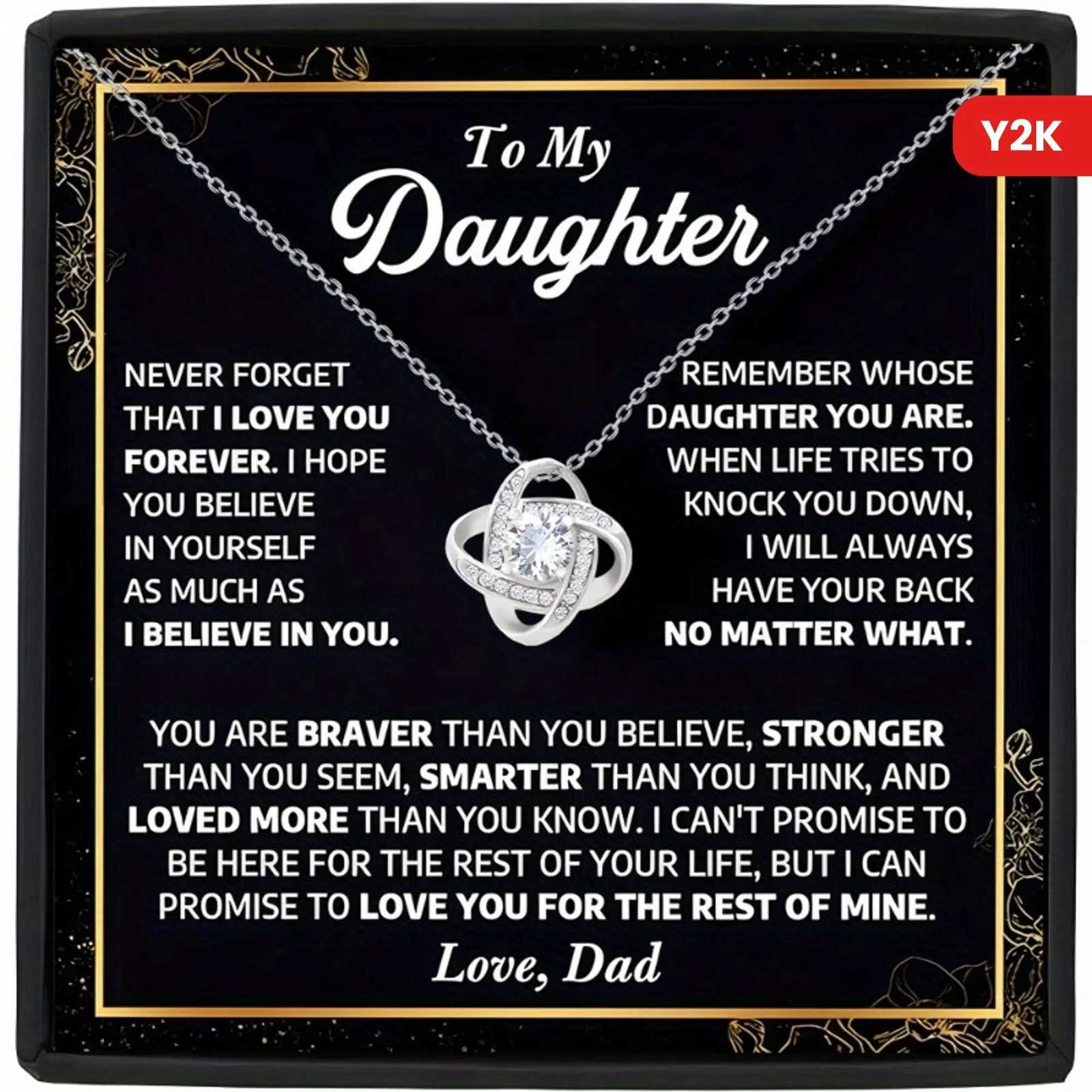 Heart Knot Necklace in Gift Box Thoughtful Present from Father to Daughter for Birthday Valentines Day M251211