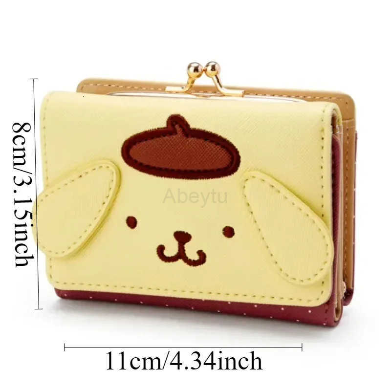 Sanrio MINISO Hello Kitty Kawaii Womens Bag Purse Kuromi Cartoon Leather Girls Wallet Folding Light Card Bag Shopping H251211