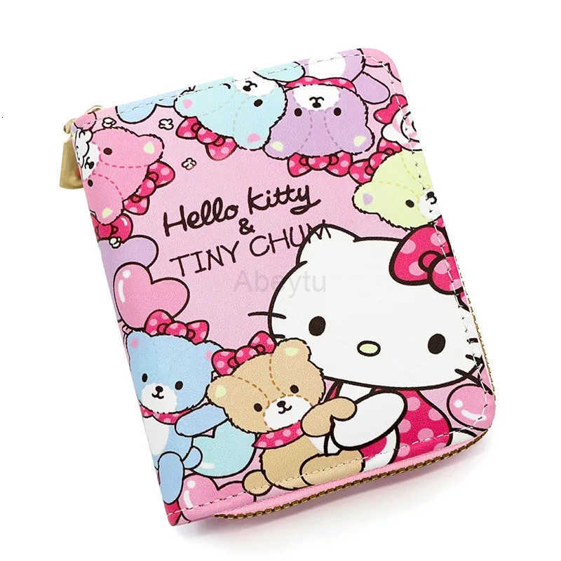Sanrio Cute Wallet Hello Kitty Coin Purse Kawaii Leather Card Holder Women Pu Casual Money Card Bag Kids Birthday Gift for Girls H251211