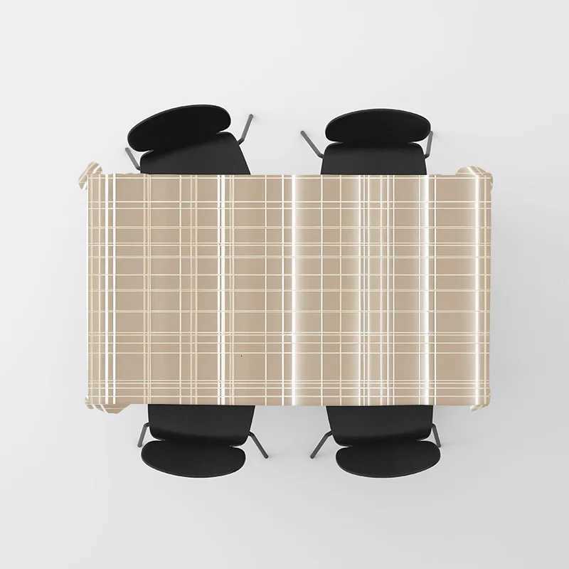 Brown plaid tablecloth plaid pattern waterproof tablecloth for farmhouse dining and party decor H251211