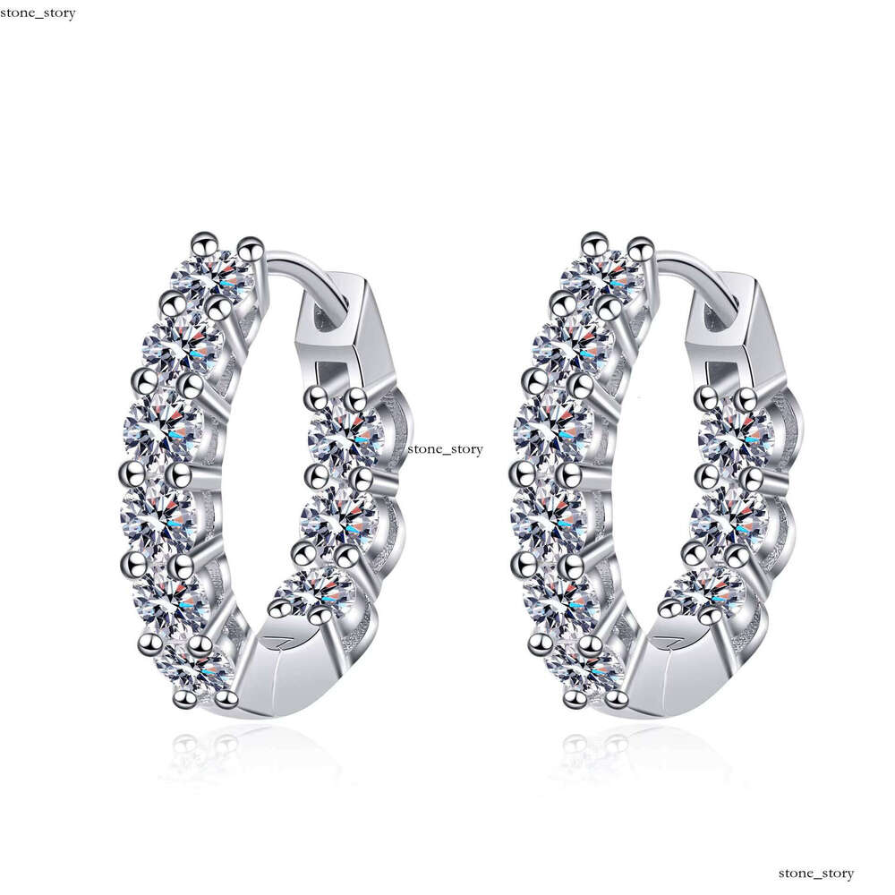 Trendy Vvs Earring VVS Moissanite 925 Sterling Silver Gold Plated Jewelry Women Single Row Moissanite Huggie Hoop Earrings