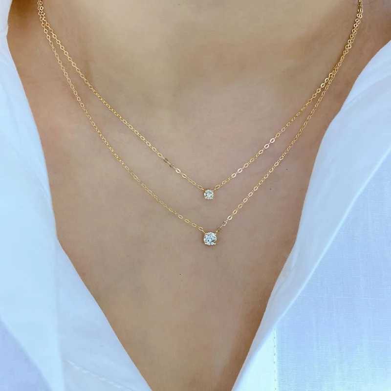 Hot 925 Sterling Silver 14k Gold Plated Necklace Versatile Sparkling Zircon Choker Clavicle Chain for Women Wedding Jewelry M251211