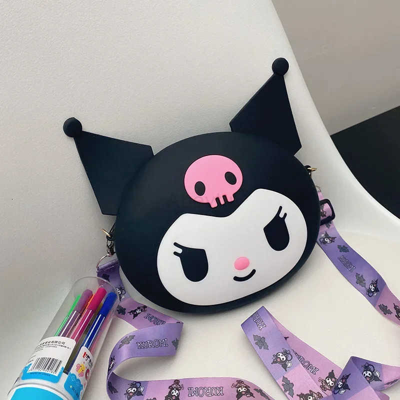 Sanrio MINISO Bag Kawaii Kuromi Silicone Shoulder Bag Waterproof Coin Purse Cartoon Doll Crossbody Bag for Kid Birthday H251211