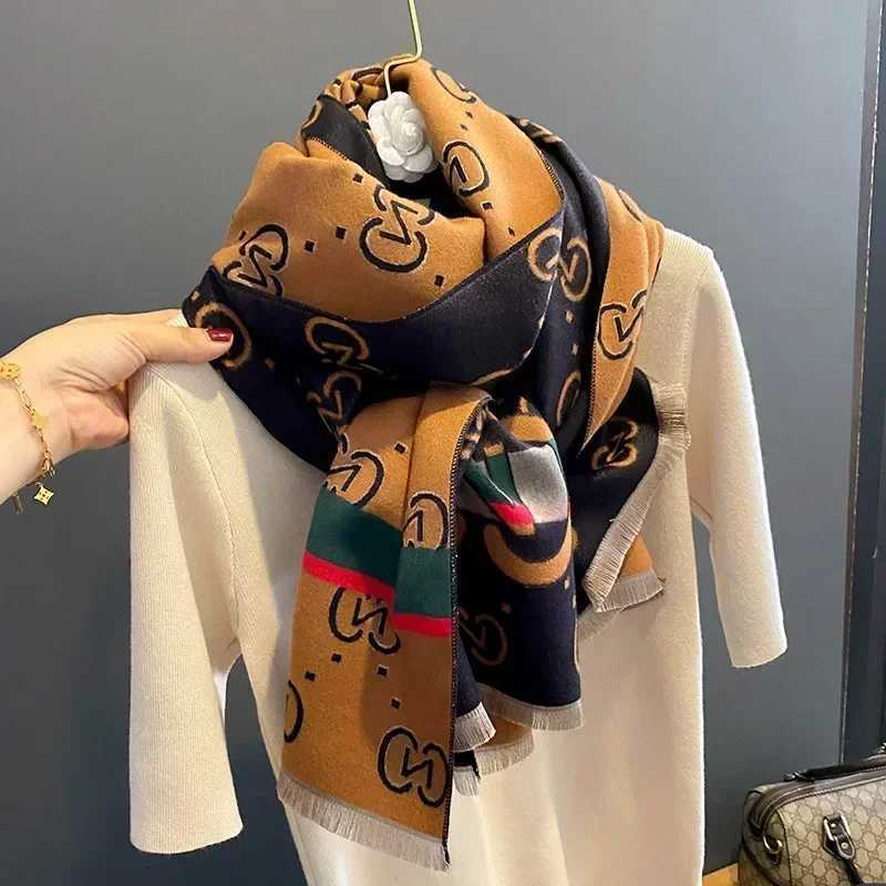 Scarf Women Luxury Designer Cashmere Pashmina Shawl Scarves Warm Winter Blanket Large Wrap Stoles Bufanda Ladies Stripe Wraps Y251211
