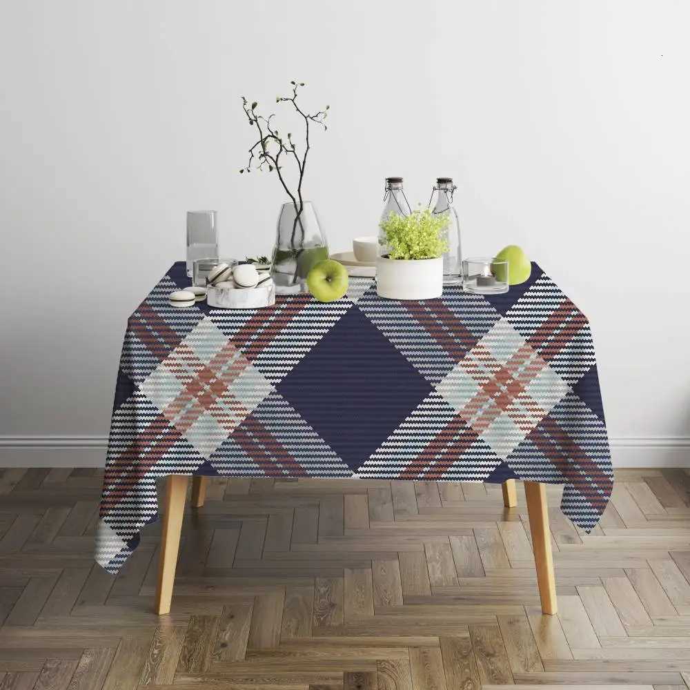 Tartan Print Portable Rectangle Tablecloth - Water-Resistant For Camping Picnics Gatherings H251211
