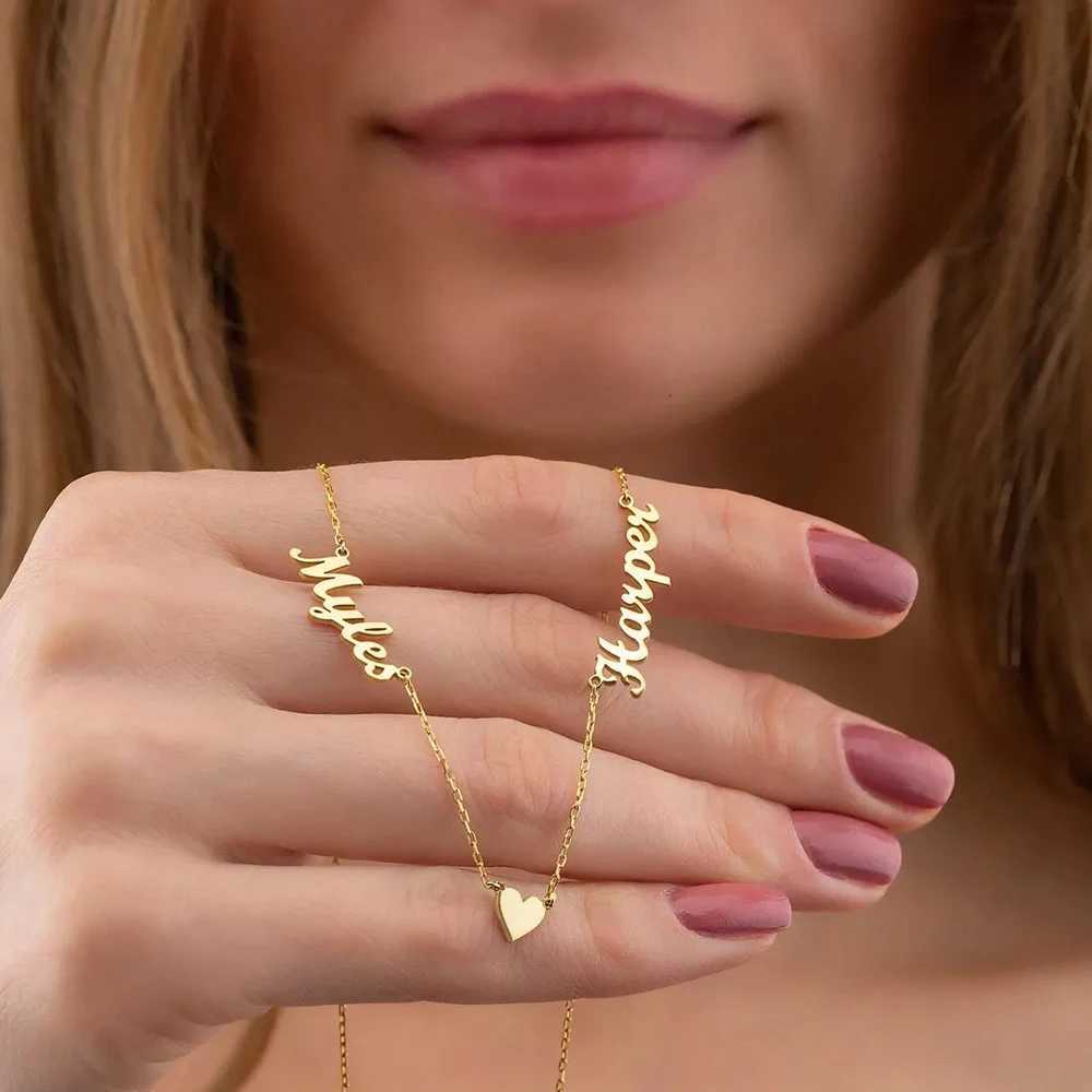 COOLTIME Custom Multiple Names Heart Necklace Stainless Steel Personalized rs Name Women Necklace Jewelry Gift Wholesale M251211