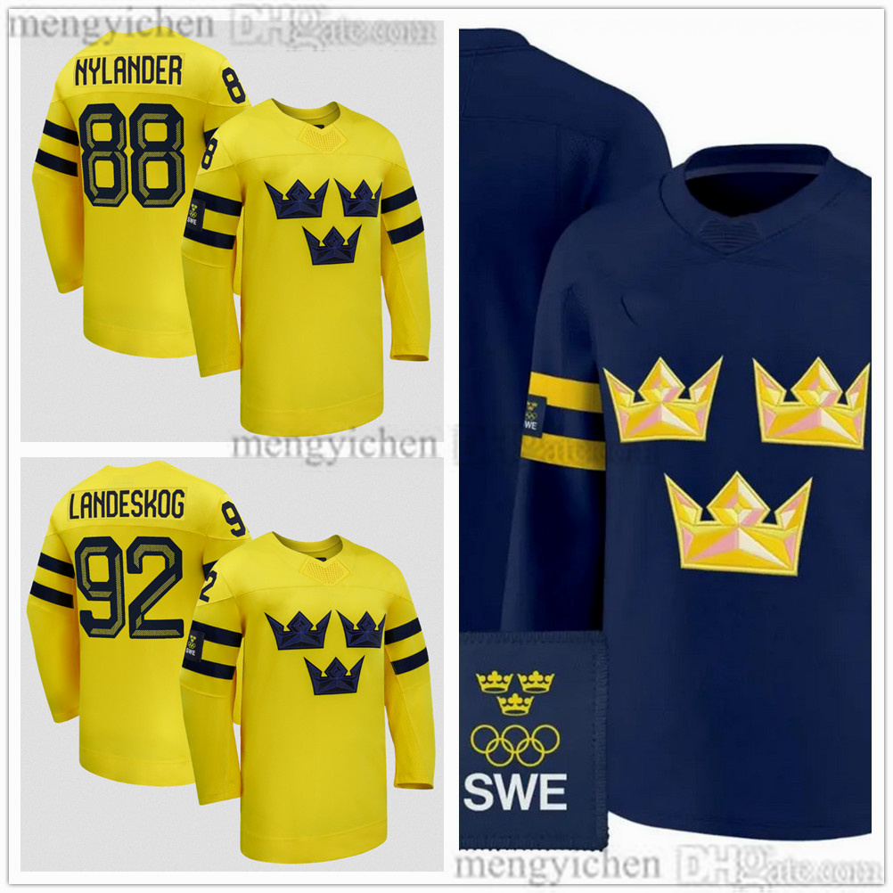 Team Sweden 2026 Milano Cortina Hockey Jerseys 92 Gabriel Landeskog 88 William Nylander 40 Elias Pettersson 93Zibanejad 77 Victor Hedman 65 Erik Karlsson Stitched