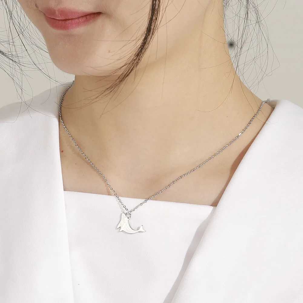 Amaxer Ocean Whale Pendant Necklace Stainless Steel Necklace For Women Engagement Silver Color Jewelry Friend Gift M251211