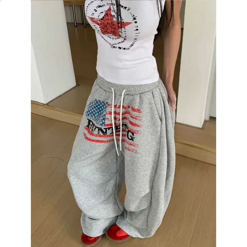 Letter American print n elastic waist casual wide-leg pants women versatile sports skateboard basketball Sweatpants Z260314