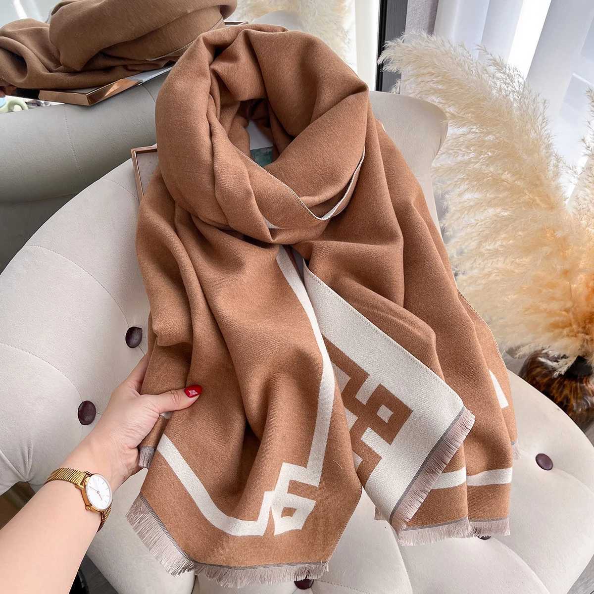 2025 Luxury Winter Cashmere Scarf Women New Design Warm Pashmina Blanket Poncho Scarves Female Print Shawl Thick Foulard Bufanda Y251211