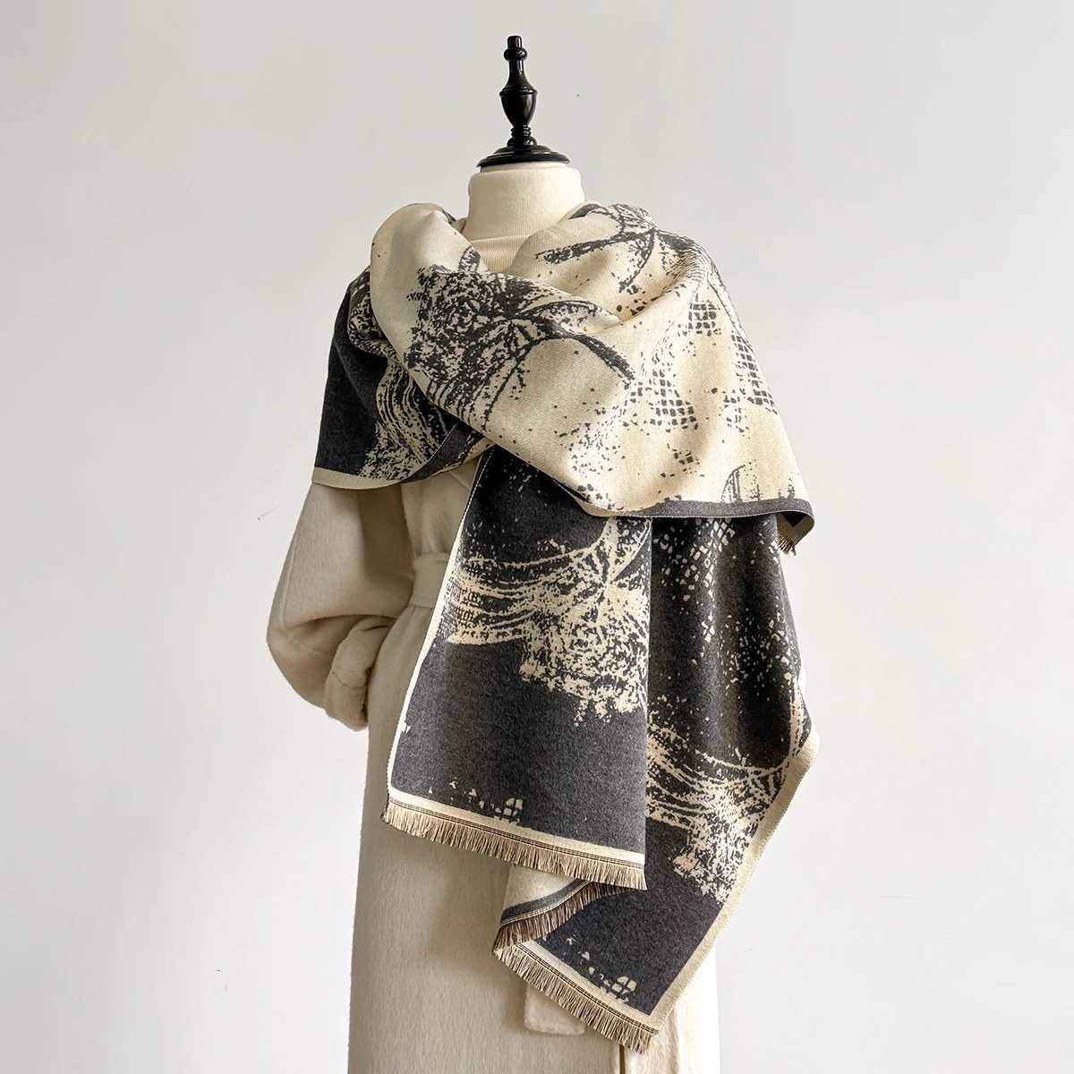 Winter Cashmere Jacquard Scarf for Women Thick Blanket Soft Warm Pashmina Tassel Shawl New Design Female Bufanda Y251211