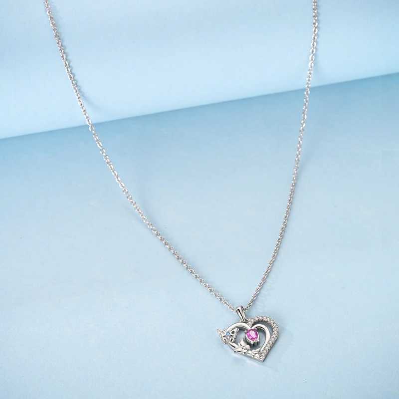 Gorgeous 925 Sterling Silver Pink Elevated Heart Necklace Sparkling Infinity Collier Necklace Women Engagement Jewelry Gift M251211