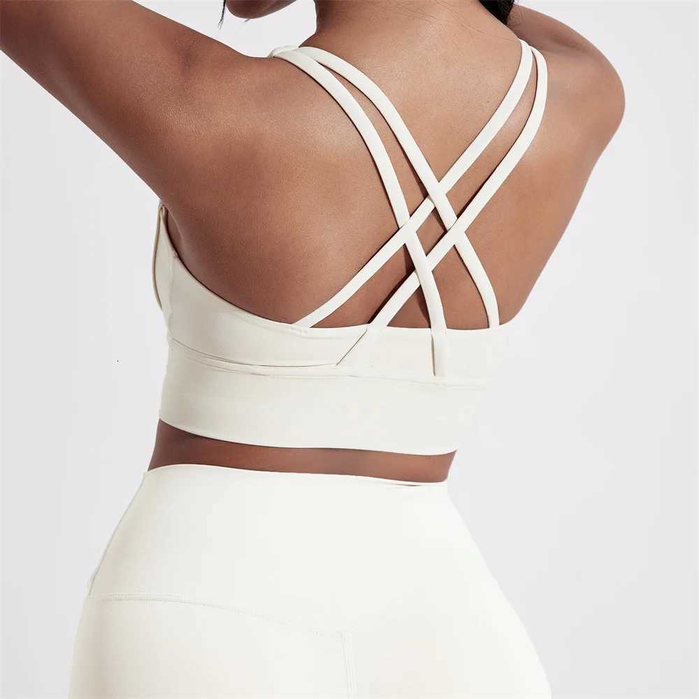 Solid Color Women Cross back Fitness sport Bra high strength Tight Top Comprehensive Training Gym Yoga Underwear With Chest PadT251211