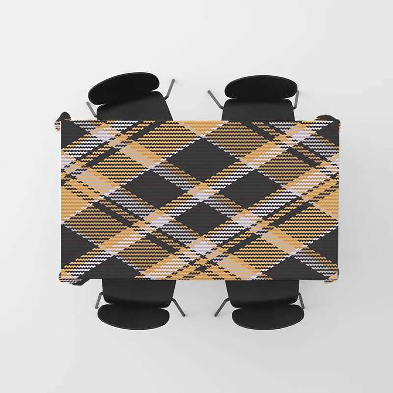 Modern Dining Table Cloth Black Yellow Geometric Pattern Polyester Tablecloth for Home Decoration 60x120 inches Free Shipping H251211