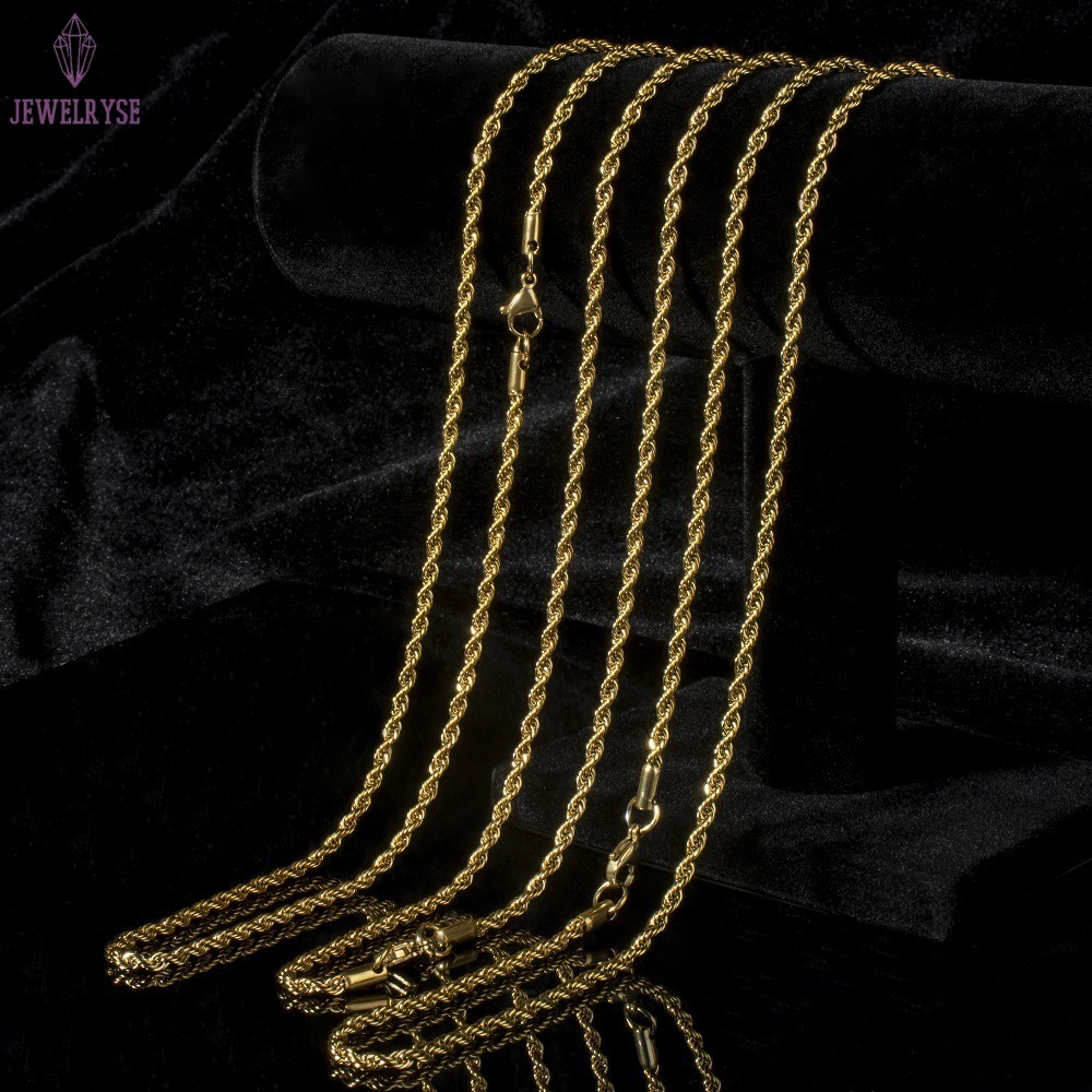 925 Sterling Silver 4mm 5mm 6mm 7mm Rope Chain Necklace Custom Gold Plated Hip Hop Rope Chain for Men