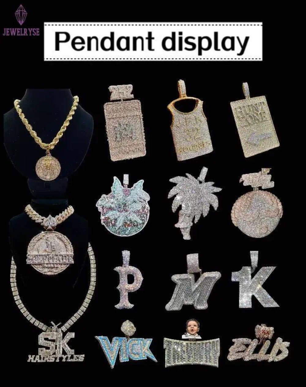 Iced Out Mossanite Pendant Ankh Cross Charm Gold Plated Hiphop 925 Silver VVS Diamond Custom Moissanite Pendant