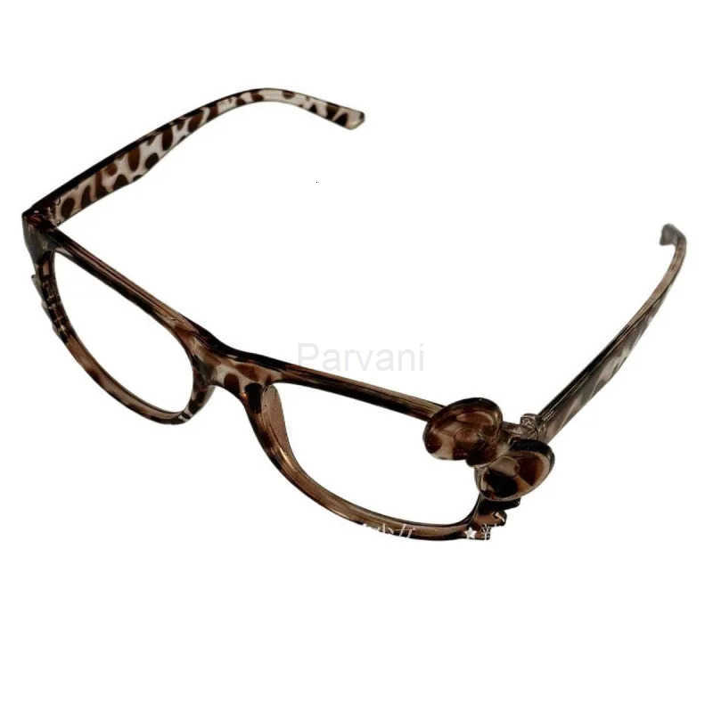 Sanrio Vintage Leopard Print Hollow-Out Cat-Ear Hello Kitty Glasses Frame Cute Pure Desire Style Fashion Eyewear Photo Props H251211