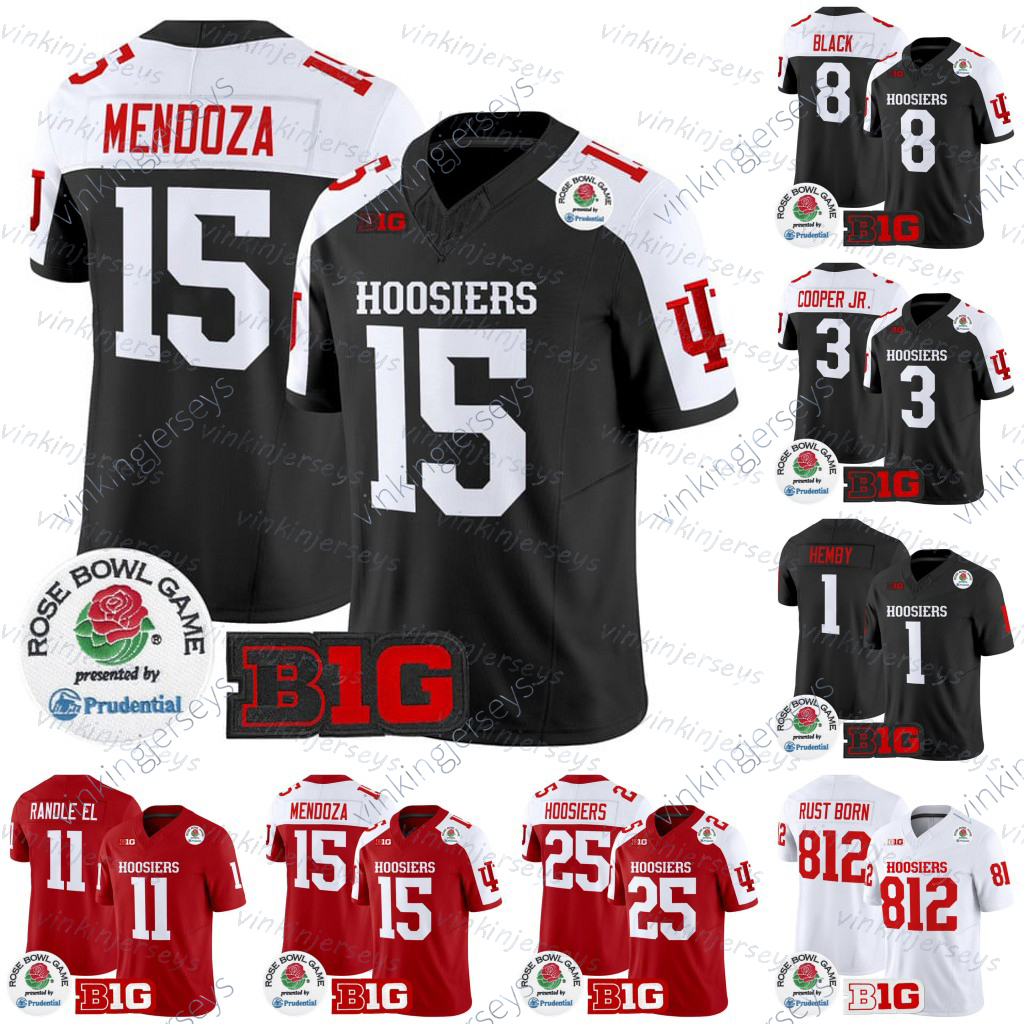 Indiana Hoosiers 2025 Rose Bowl Jersey Fernando Mendoza Kaelon Black Omar Cooper Jr. Roman Hemby Anthony Thompson