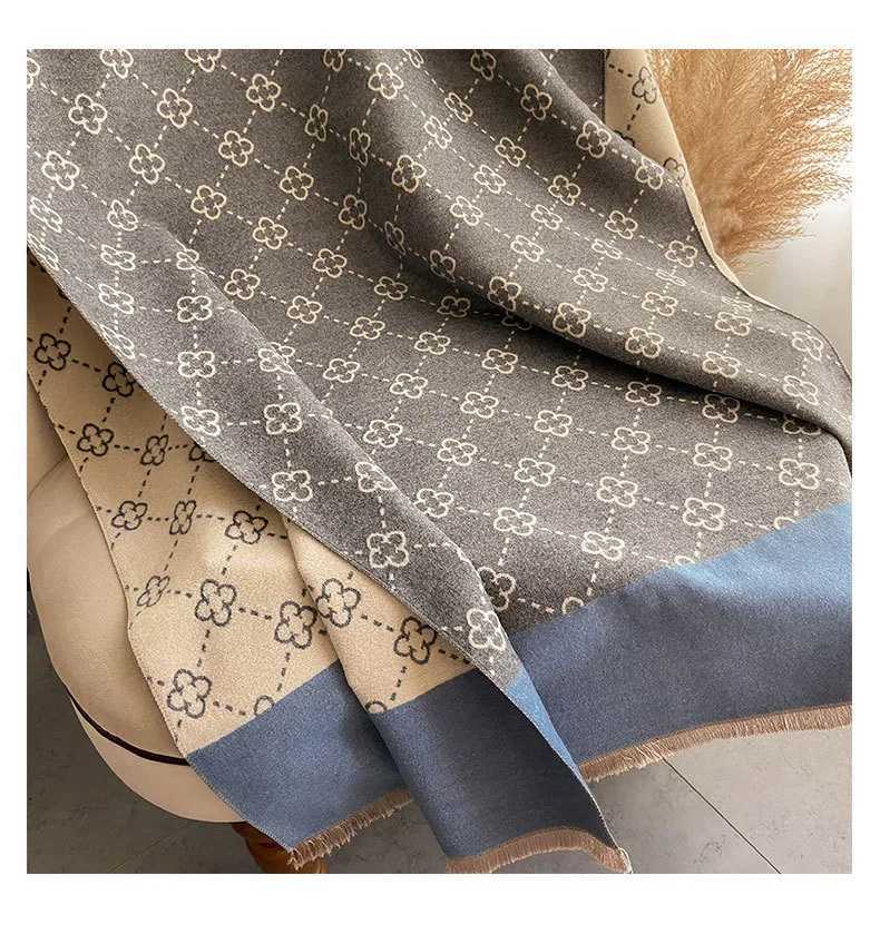 Thick Winter Poncho Women Scarf Luxury Floral Warm Shawl and Wrap Cashmere Like Pashmina Blacnket Design Stoles Bufanda Echarpe Y251211