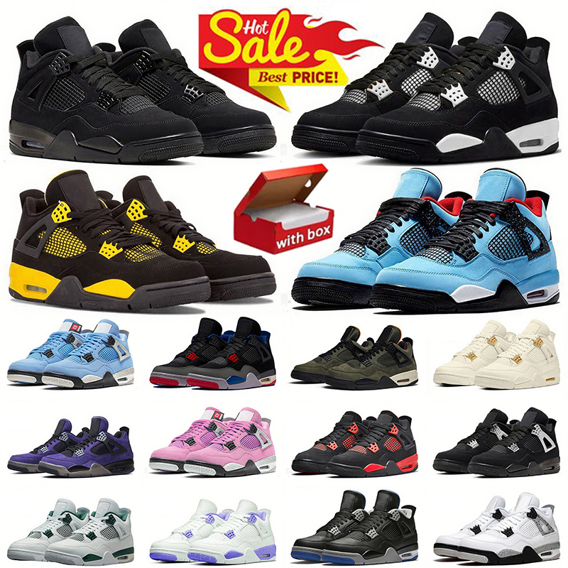 With Box Designer 4s Basketball Shoes jump mans 4 for Men WomenCool Black Cat Thunder Metallic Platform Outdoor Sports Sneakers Size 36-47