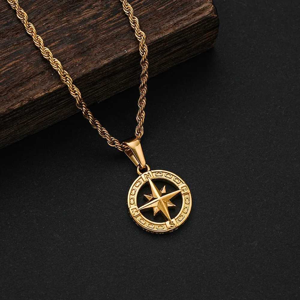 Waterproof Compass Necklace for Men BoysFashion Stainless Steel North Star Round PendantGraduation Gift for Son Brother BBF M251211