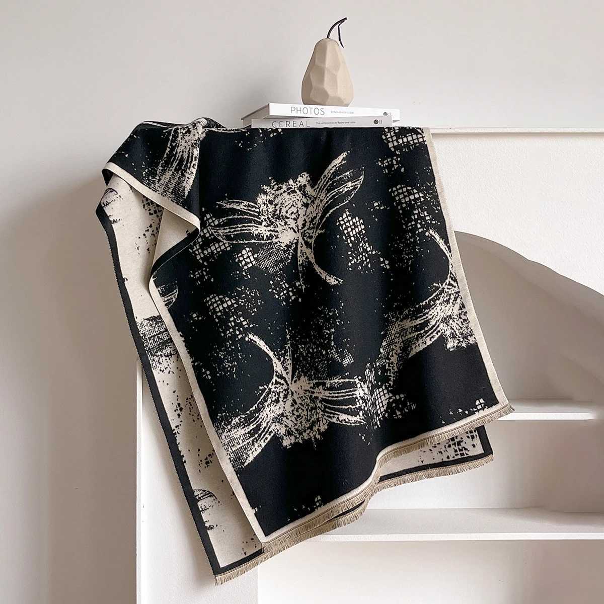 Winter Cashmere Jacquard Scarf for Women Thick Blanket Soft Warm Pashmina Tassel Shawl New Design Female Bufanda Y251211