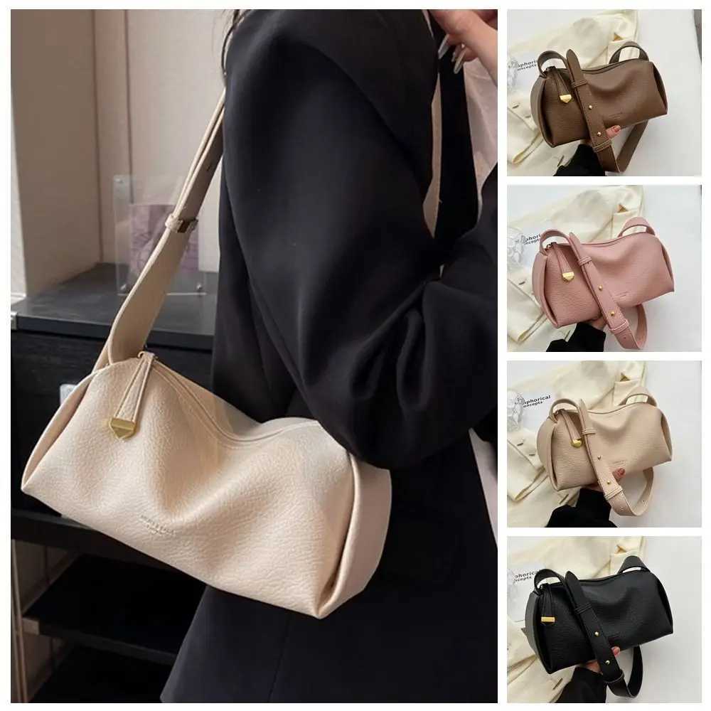 low Bag Lichee Pattern Crossbody Bag Solid Color Korean Style Shoder Bag Large Capacity Shopping Bag PU Dumpling Bag Y251211